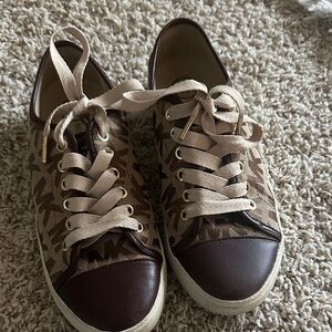 Michael Kors Tan and Brown Logo Sneakers
